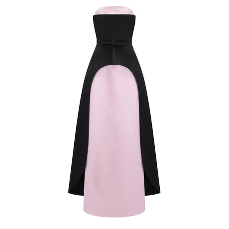 Madelyn Maxi Dress Pink Color Block Satin Set