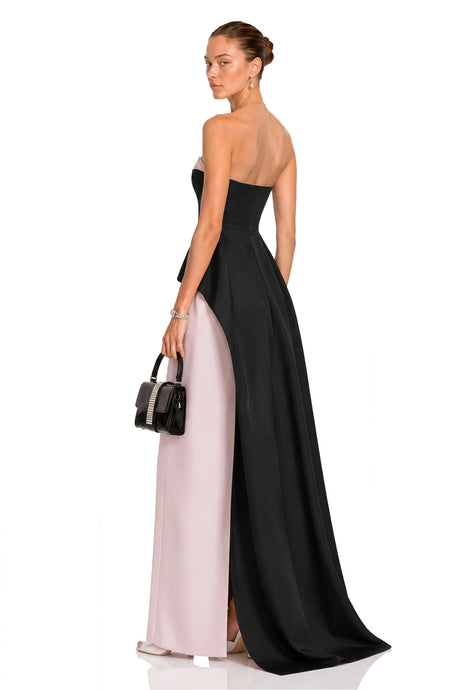 Madelyn Maxi Dress Pink Color Block Satin Set