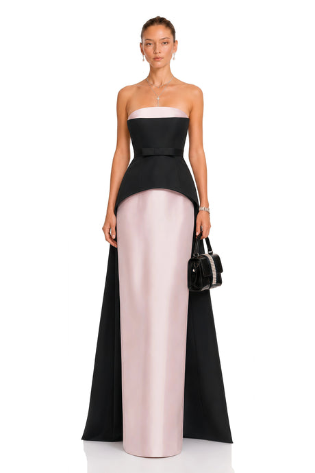 Madelyn Maxi Dress Pink Color Block Satin Set