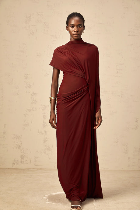 Fenella Asymmetrical Draped Cape  Dress Matching Set