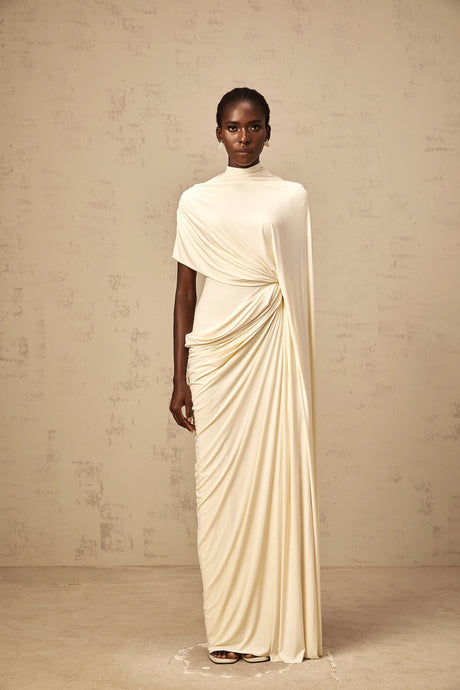 Fenella Asymmetrical Draped Cape  Dress Matching Set