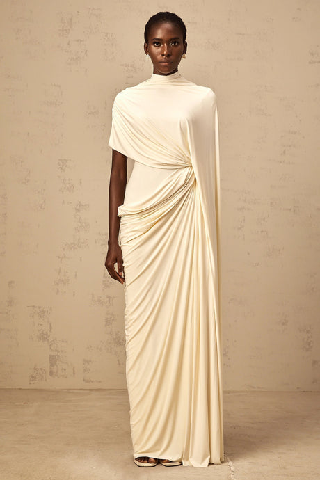Alyson Dress Asymmetrical Draped Cape & Matching Set