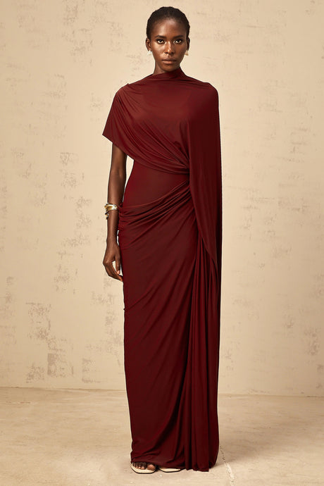 Alyson Dress Asymmetrical Draped Cape & Matching Set