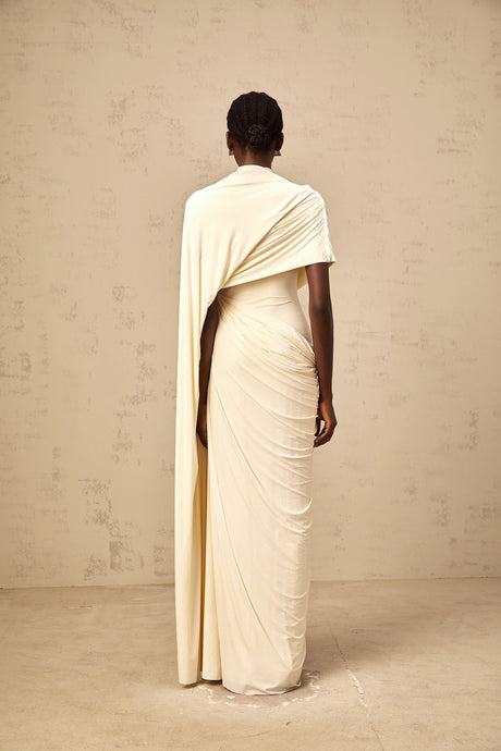 Alyson Dress Asymmetrical Draped Cape & Matching Set