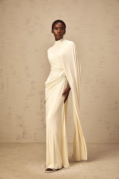 Fenella Asymmetrical Draped Cape  Dress Matching Set