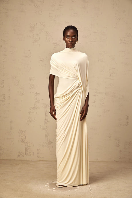 Fenella Asymmetrical Draped Cape  Dress Matching Set