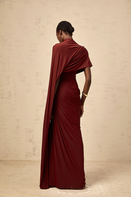 Alyson Dress Asymmetrical Draped Cape & Matching Set