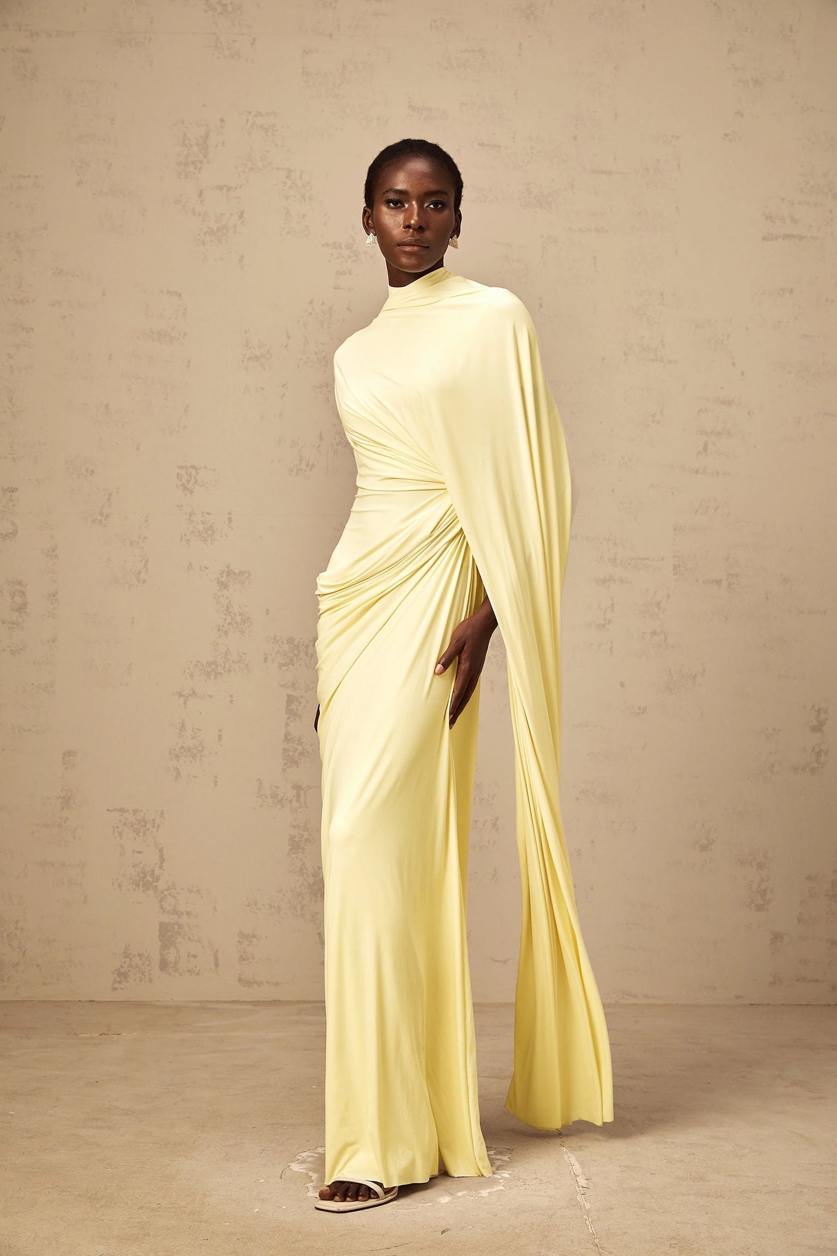 Fenella Asymmetrical Draped Cape  Dress Matching Set