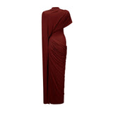 Fenella Red Asymmetrical Draped Cape  Dress Matching Set