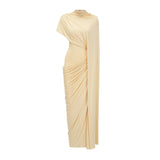 Fenella Yellow Asymmetrical Draped Cape  Dress Matching Set