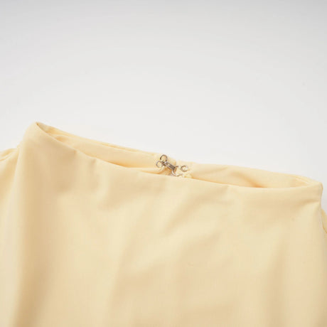 Fortuna Dress Yellow Asymmetrical Draped Cape & Matching Set