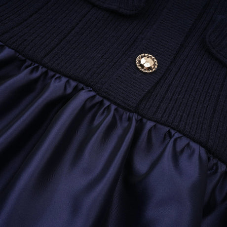 Naomi Midi Dress Navy Blue Satin Panel Knit