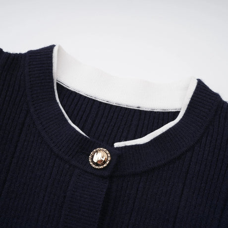 Naomi Midi Dress Navy Blue Satin Panel Knit