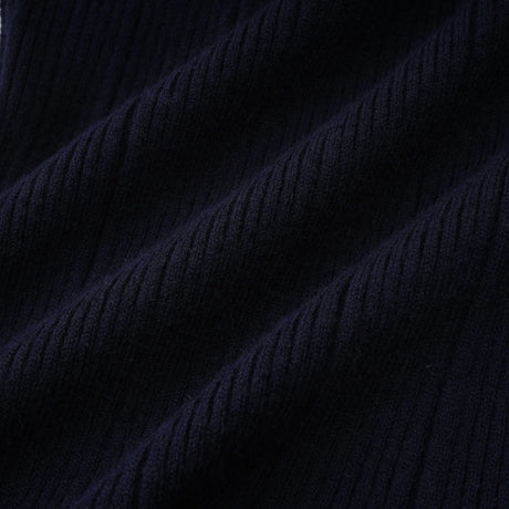 Fern Navy Blue Satin Panel Knit Midi Dress