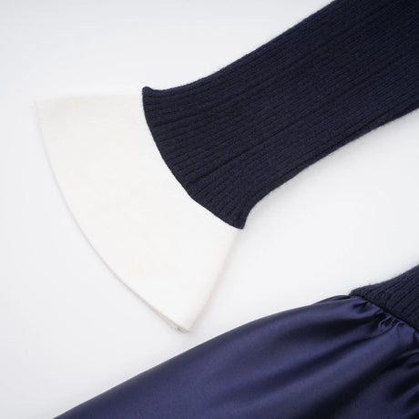 Naomi Midi Dress Navy Blue Satin Panel Knit