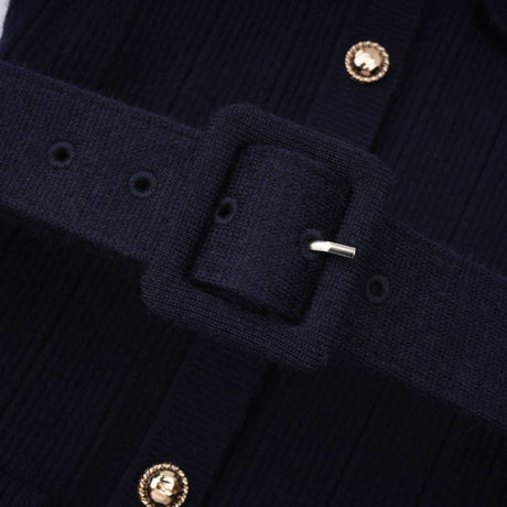 Naomi Midi Dress Navy Blue Satin Panel Knit