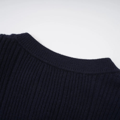 Naomi Midi Dress Navy Blue Satin Panel Knit