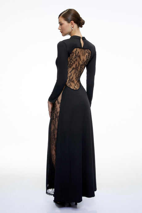 Jenna Maxi Dress Black Floral Lace