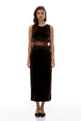Fernande Brown Sleeveless Midi Dress