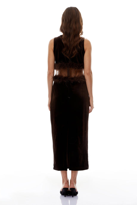 Paris Midi Dress Brown Sleeveless