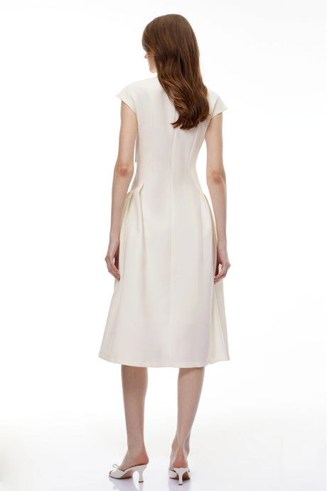 Kadence Midi Dress White Sleeveless Twist Front