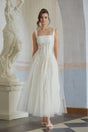 Fiadh Neutral Tulle Panel Lace Maxi Dress