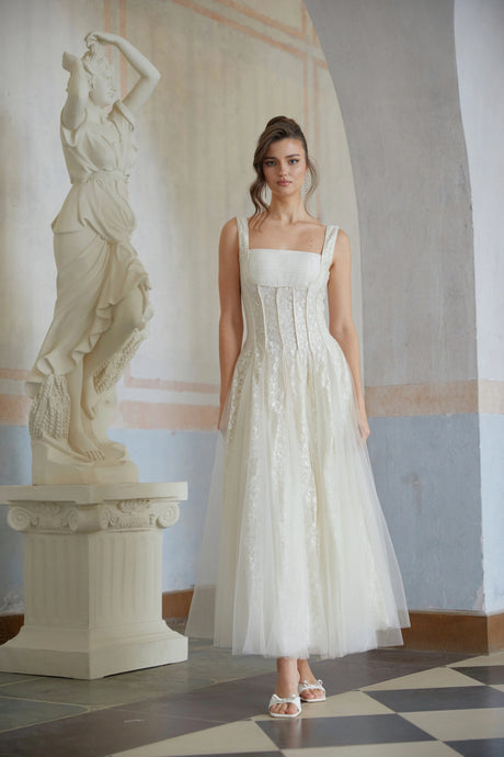 Isla Maxi Dress Neutral Tulle Panel Lace