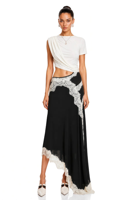 Georgia Maxi Dress Block Gathered Lace Panel