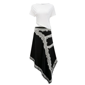 Fiamma Color Block Gathered Lace Panel Maxi Dress