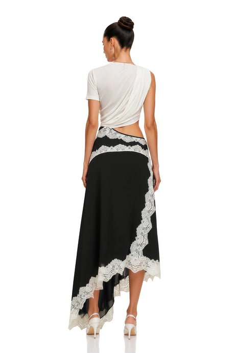 Georgia Maxi Dress Block Gathered Lace Panel