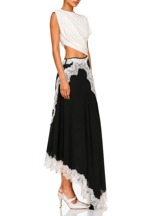 Georgia Maxi Dress Block Gathered Lace Panel