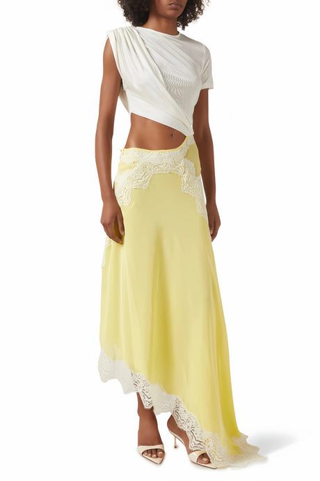 Grace Maxi Dress Gathered Lace Panel