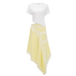 Fiamma Yellow Gathered Lace Panel Maxi Dress