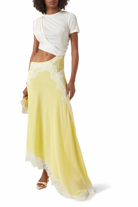 Grace Maxi Dress Gathered Lace Panel