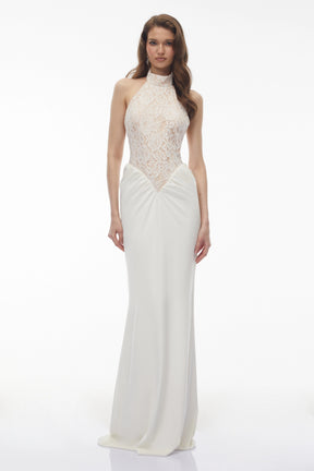 Filomena White Floral Lace Maxi Dress