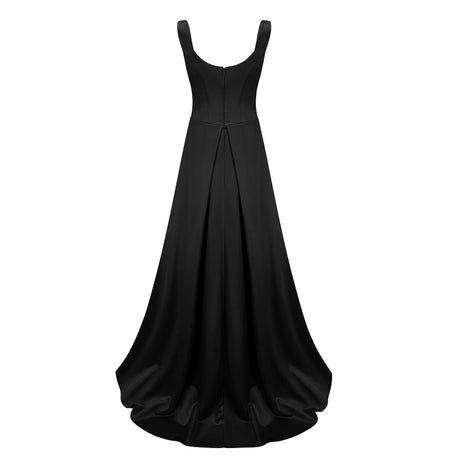 Diana Maxi Dress Black Satin Square Neck