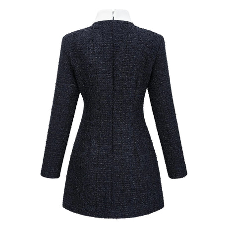 Penelope Mini Dress Navy Blue Embellished Tweed