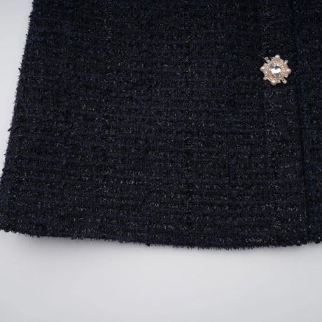 Fiona Navy Blue Embellished Tweed Mini Dress