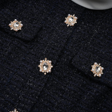 Penelope Mini Dress Navy Blue Embellished Tweed