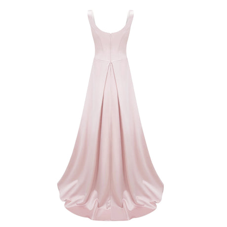 Emanuela Maxi Dress Pink Satin Square Neck