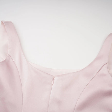 Emanuela Maxi Dress Pink Satin Square Neck