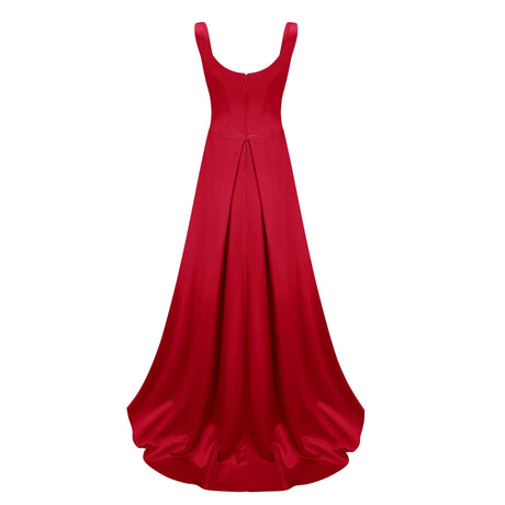 Gloria Maxi Dress Red Satin Square Neck