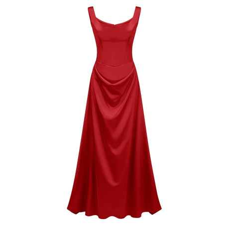 Gloria Maxi Dress Red Satin Square Neck
