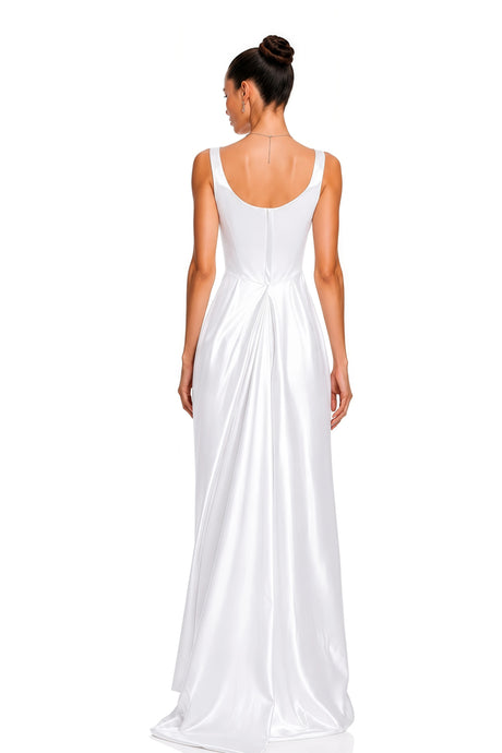 Cheyenne Maxi Dress White Satin Square Neck