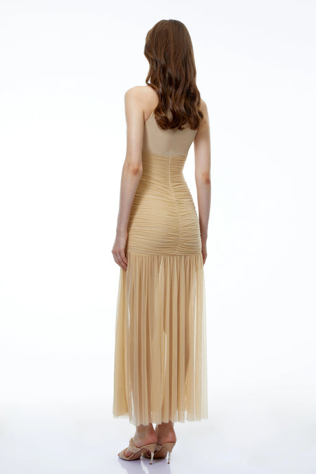 Anna Maxi Dress Champagne Sweetheart Ruched
