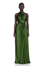 Firoozeh Emerald Green One Shoulder Pleated Maxi Dress