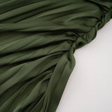Firoozeh Emerald Green One Shoulder Pleated Maxi Dress