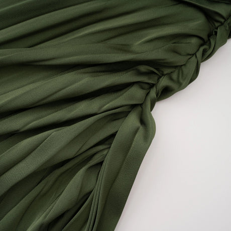 Aida Maxi Dress Emerald Green One Shoulder Pleated