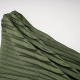 Firoozeh Emerald Green One Shoulder Pleated Maxi Dress