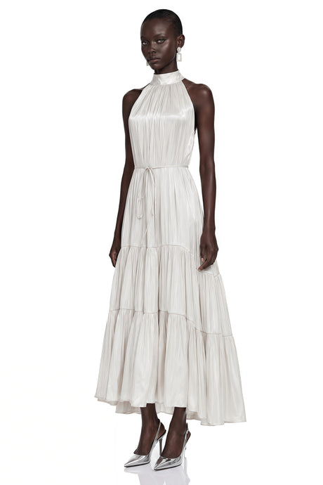 Rita Maxi Dress Ivory Pleated Tiered